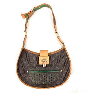 Louis Vuitton Monogram Perforated Brown / Green Demi Lune Handbag Spring 2006